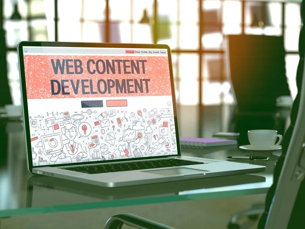 Web Content Development on Laptop. — Stock Photo, Image