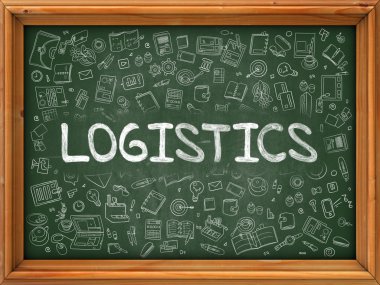 Logistics - Hand Drawn on Green Chalkboard.