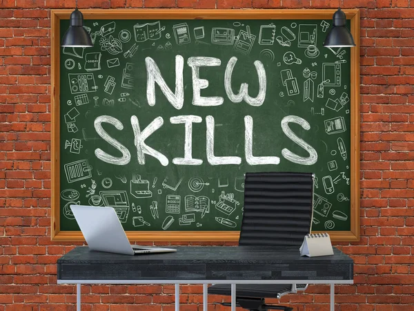 New Skills - Hand Drawn on Green Chalkboard. — Stockfoto