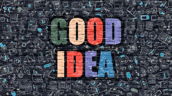 Good Idea Concept. Multicolor on Dark Brickwall. — Stock Photo, Image