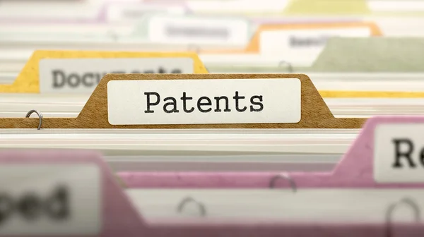 Тека файлів, позначена як патенти . — стокове фото