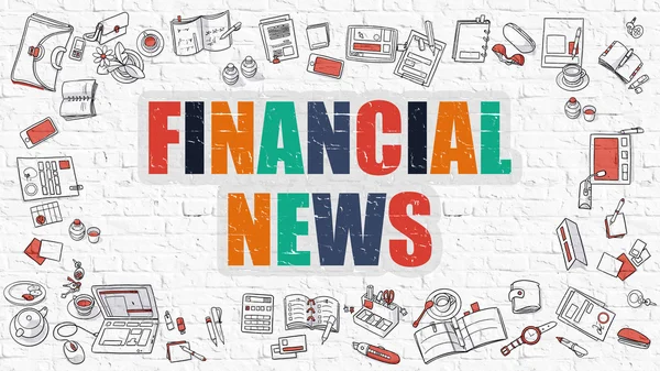 Noticias financieras en Multicolor. Diseño de Doodle . —  Fotos de Stock