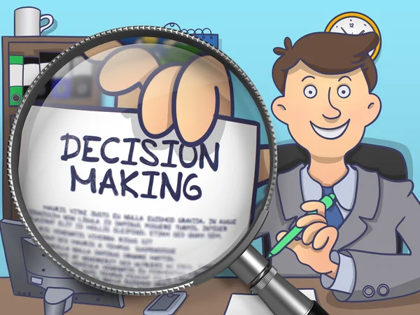 Decision Making through Magnifier. Doodle Concept. — Stock Photo, Image