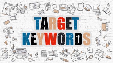 Çoklu Renkli Hedef Anahtar Kelimeler. Doodle Tasarım.