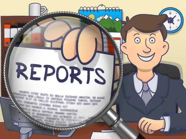 Reports through Lens. Doodle Concept. — Stock Photo, Image