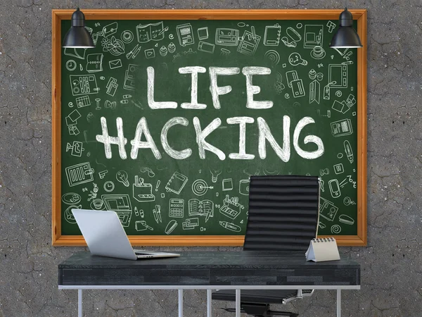 Hand Drawn Life Hacking on Office Chalkboard. — Stock Photo, Image