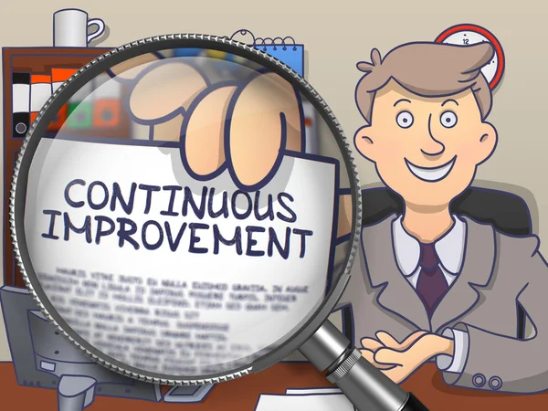 Continuous Improvement through Magnifier. Doodle Style. — Stock Photo, Image