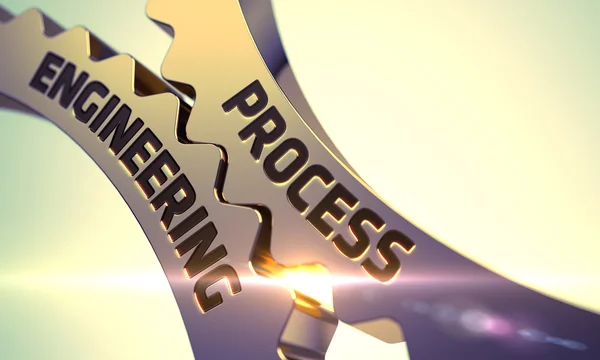 Process Engineering concept. Gouden tandwielen. — Stockfoto