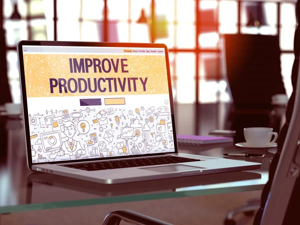 Mejorar la productividad - Concepto en la pantalla del ordenador portátil . —  Fotos de Stock