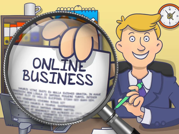 Biznes online przez obiektyw. Doodle koncepcji. — Zdjęcie stockowe