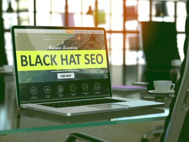 Black Hat Seo Konseptli Dizüstü Bilgisayar Ekranı.