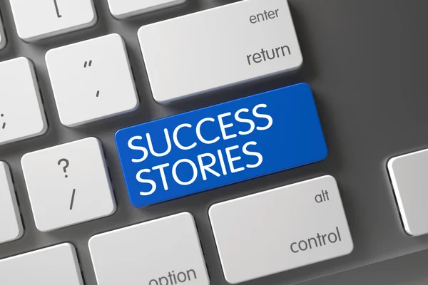 Blue Success Stories Keypad on Keyboard. — Stock Photo, Image