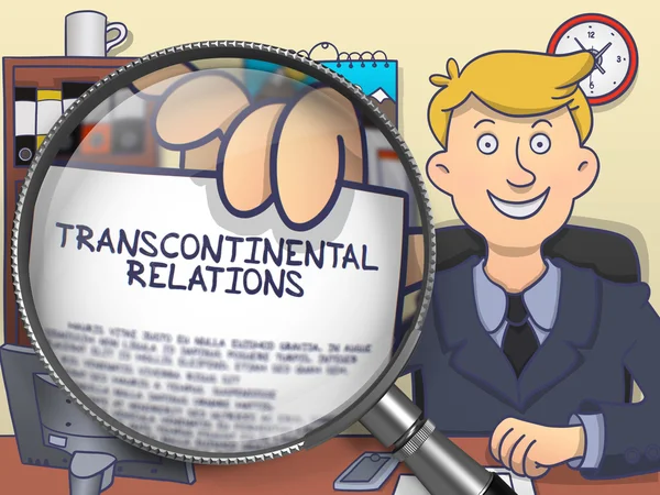 Transcontinental Relations through Magnifier. Doodle Concept. — Stockfoto