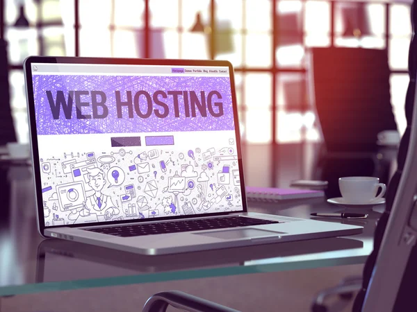 Web Hosting Concept on Laptop Screen. — Stockfoto