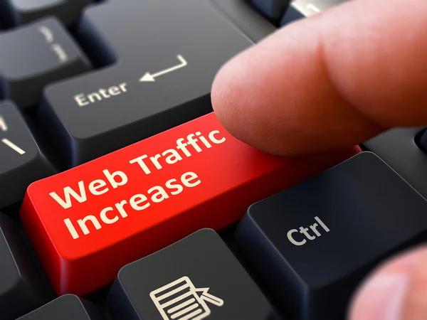Web Traffic Increase - Written on Red Keyboard Key. — Stok fotoğraf