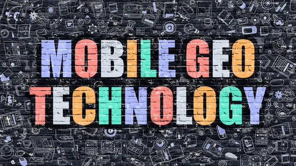 Tecnologia Geo Mobile in Multicolore. Design Doodle . — Foto Stock