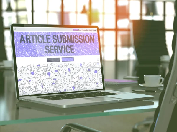 Article Submission Service Concept on Laptop Screen. — 스톡 사진
