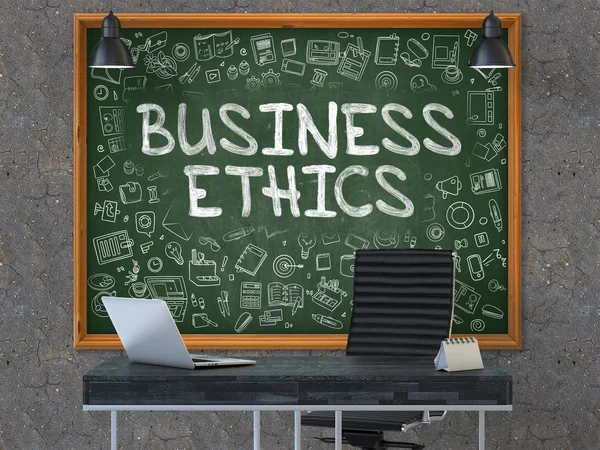 Business Ethics - Hand Drawn on Green Chalkboard. — Stok Foto