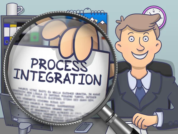 Proces integrace přes čočku. Styl Doodle. — Stock fotografie