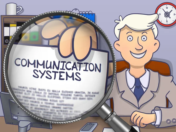 Kommunikationssysteme durch Linse. Doodle-Konzept. — Stockfoto