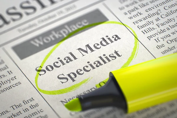 Social media specialist anställa nu. — Stockfoto