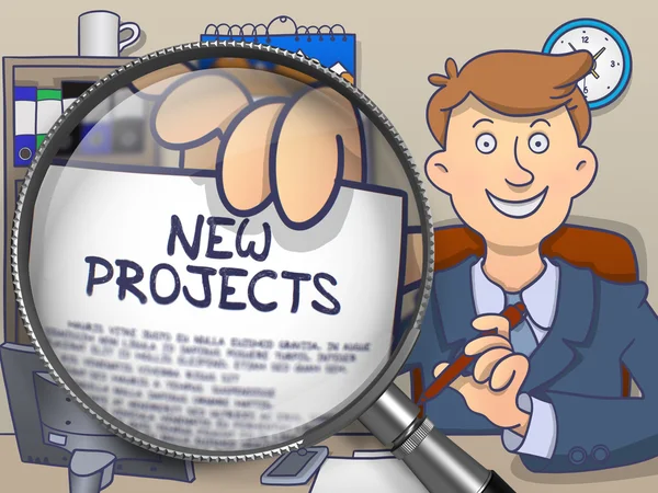 New Projects through Magnifying Glass. Doodle Style. — Stock Photo, Image