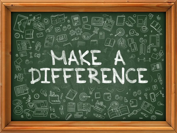 Green Chalkboard with Hand Drawn Make a Difference. — Stock Photo, Image