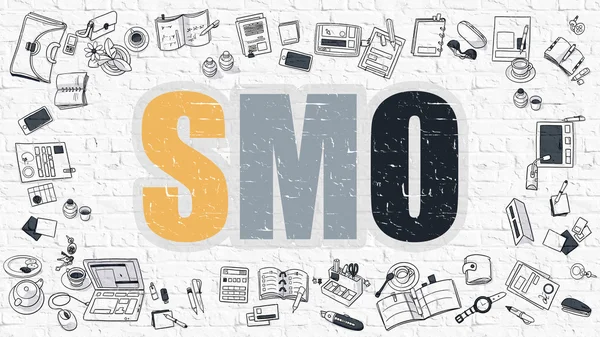 SMO koncept med Doodle design ikoner. — Stockfoto