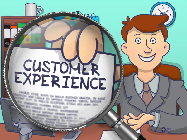 Customer Experience through Magnifying Glass. Doodle Concept. — Stock Photo, Image