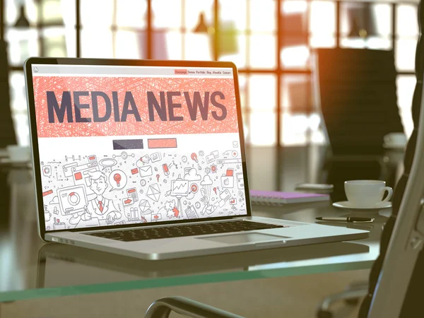 Media News - Concept on Laptop Screen. — Stock Photo, Image