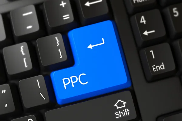 Teclado com chave azul - Ppc . — Fotografia de Stock