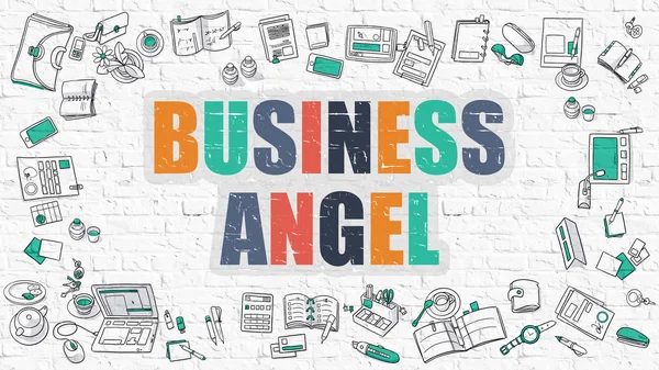 Business Angel auf weißem Ziegelstein. — Stockfoto