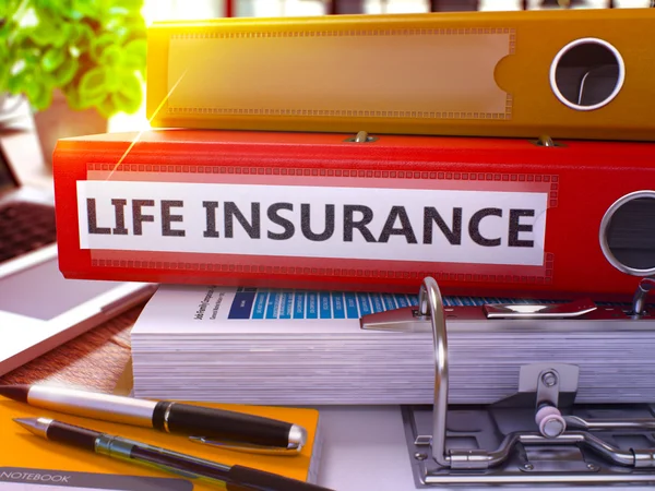 Red Office Folder with Inscription Life Insurance. — Stock Photo, Image