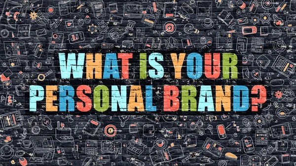 What is Your Personal Brand Concept. Multicolor on Dark Brickwall. — ストック写真