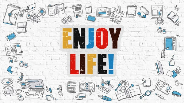 Geniet van Life concept met doodle design iconen. — Stockfoto