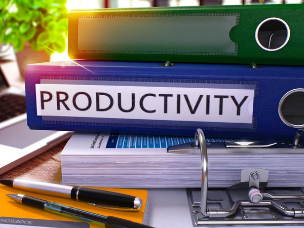 Blue Office Folder with Inscription Productivity. — Stok fotoğraf