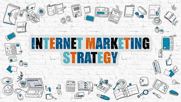 Internet Marketing Strategy Concept. Multicolor on White Brickwall. — Φωτογραφία Αρχείου