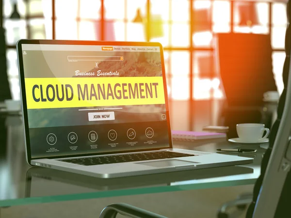 Cloud Management Concept on Laptop Screen. — Stok fotoğraf