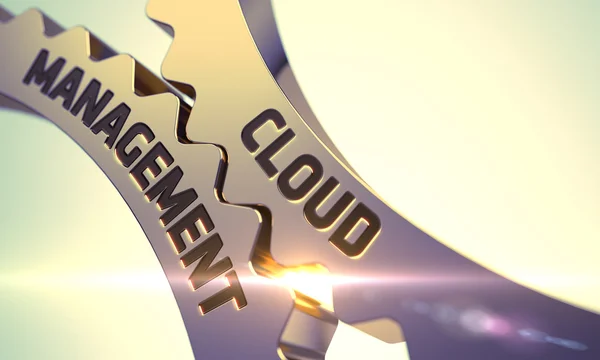 Cloud Management auf goldenen metallischen Zahnrädern. — Stockfoto