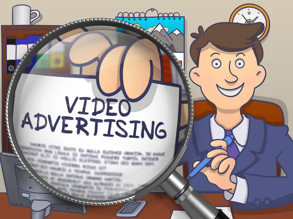 Video reclame via lens. Doodle stijl. — Stockfoto