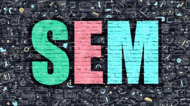 Sem Kavramı. Koyu Brickwall üzerinde çok renkli.