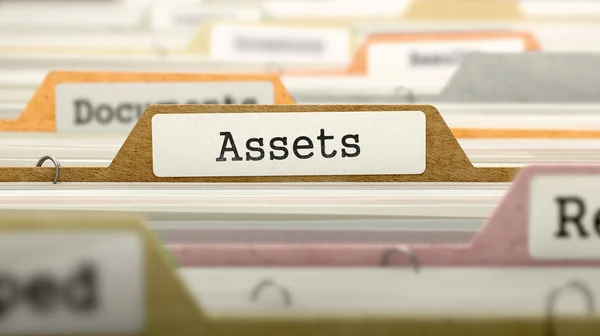 Carpeta de archivos etiquetada como activos. —  Fotos de Stock