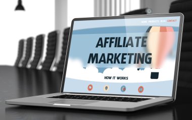 Toplantı Odasında Laptop Affiliate Pazarlama.