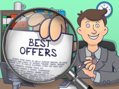 Best Offers through Lens. Doodle Concept. clipart