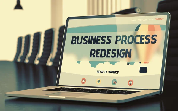 Business Process Redesign on Laptop in Meeting Room. — Stock Photo, Image