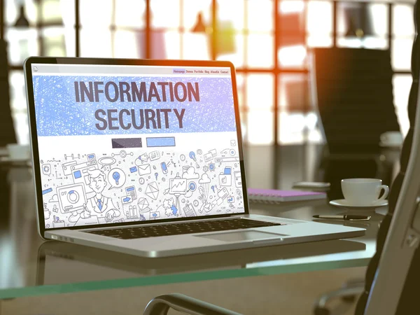 Pantalla portátil con concepto de seguridad de la información . — Foto de Stock