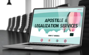 Laptop Ekranında Apostille ve Yasallaştırma Hizmetleri Kavramı.
