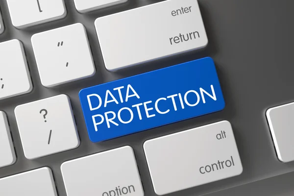 Blue Data Protection Button on Keyboard. — Stock Photo, Image