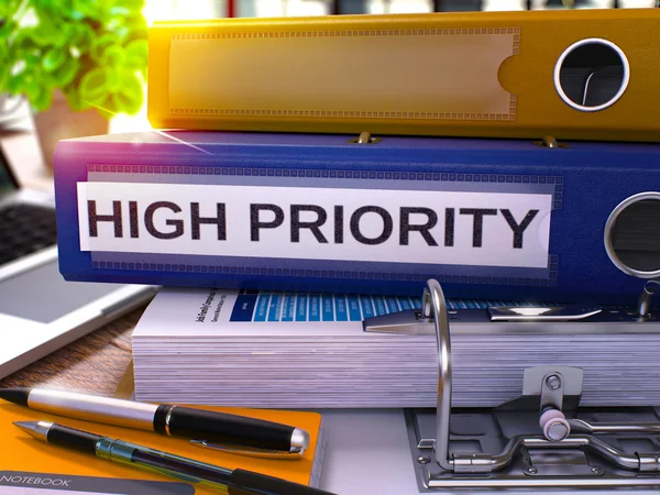 High Priority on Blue Office Folder. Toned Image. — Stock Photo, Image