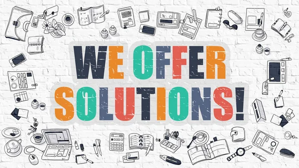 We Offer SolutionsConcept with Doodle Design Icons. — Stock Photo, Image